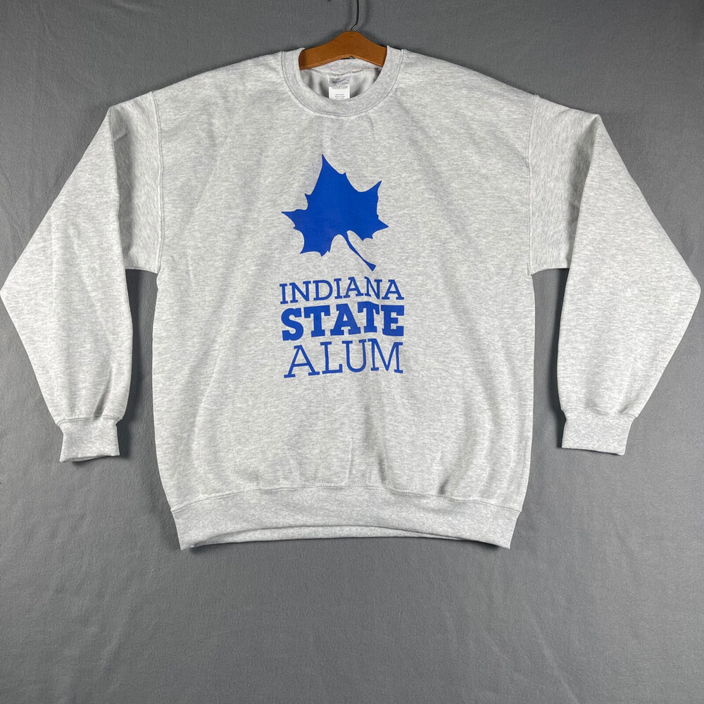 Vintage Indiana State University Alum Sweater Large Grey Sycamores College VTG